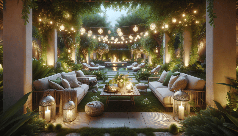 Relaxing Outdoor Retreat with Lights